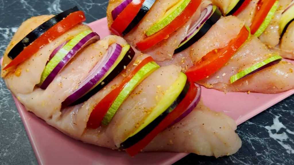 Steps How to make Cheesy Hasselback Chicken & Veggie Medley Bake