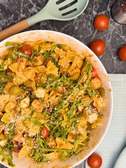 A bowl of Quick and Easy Pasta Salad Recipe