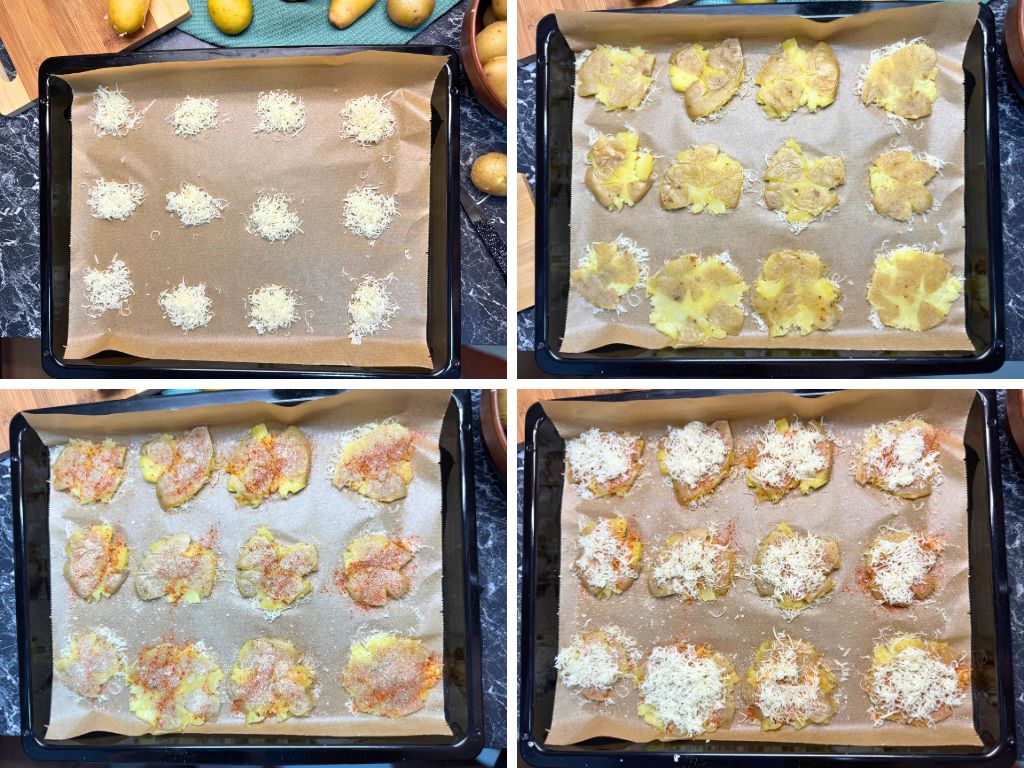 Steps How To make Cheesy Smashed Potatoes