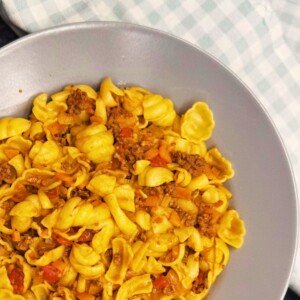 A plate full of Tuscan Beef Ragu