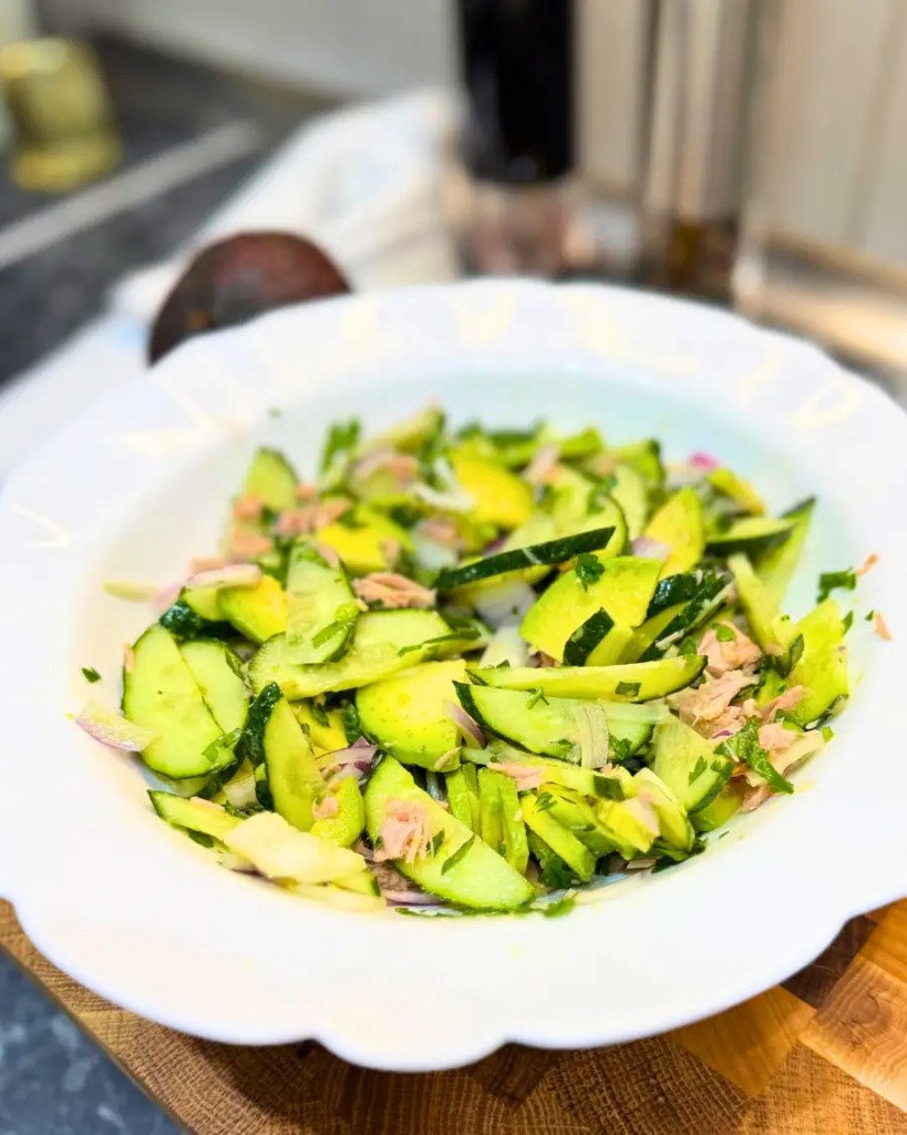 Easy No Cook Tuna Cucumber Avocado Salad